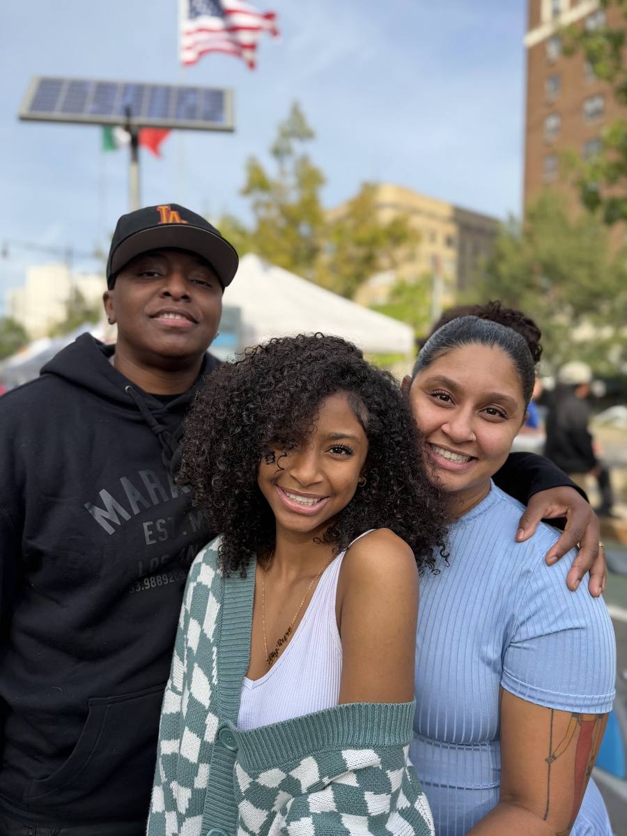 Three friends at the market